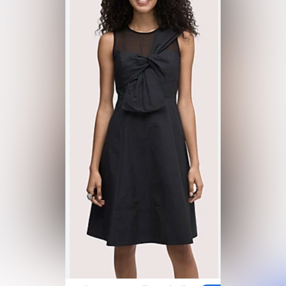 Kate Spade Bow Front Faille Black Midi Cocktail Dress Women’s Size 2